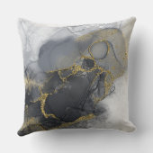 ムーディインク炭金ゴールド抽象芸術Wht ID988 クッション (裏面)