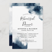 ムーディインジゴブルーウォーターカラーリハーサルディナー 招待状 (正面/裏面)