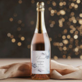 ムーディウィンターブルーウォーター色フローラモノグラム ワインラベル