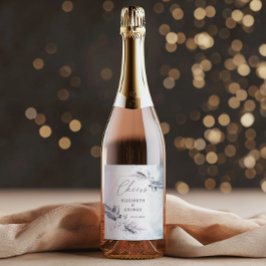 ムーディウィンターブルーウォーター色フローラモノグラム ワインラベル