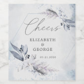 ムーディウィンターブルーウォーター色フローラモノグラム ワインラベル (シングルラベル)