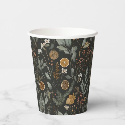 ムーディウィンターボタニカルカスタムクリスマスホリデー 紙コップ (裏面)