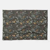 ムーディウィンターボタニカルクリスマスホリデー キッチンタオル (横)