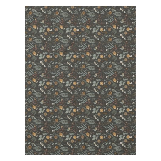 ムーディウィンターボタニカルクリスマスホリデー テーブルクロス (正面)