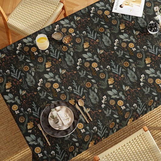 ムーディウィンターボタニカルクリスマスホリデー テーブルクロス