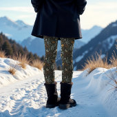 ムーディウィンターボタニカルパターンクリスマスホリデー レギンス