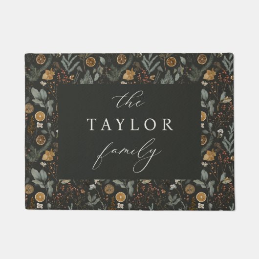 ムーディウィンターボタニカルパーソナライズされた ドアマット (正面)