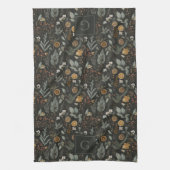 ムーディウィンターボタニカルモノグラムクリスマスホリデー キッチンタオル (縦)