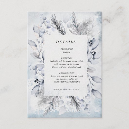 ムーディウィンターリーフ披露宴詳細カード エンクロージャーカード (正面)