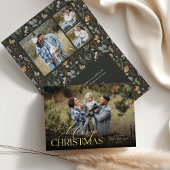 ムーディウィンター植物水平写真折り畳み 箔シーズンカード