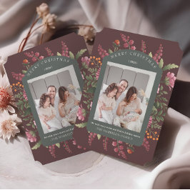 ムーディウィンター縁どフローラクリスマスカード 招待状