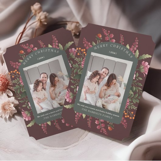 ムーディウィンター縁どフローラクリスマスカード 招待状