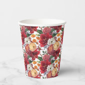 ムーディウォーターカラーアマリリスと秋の花 紙コップ (正面)