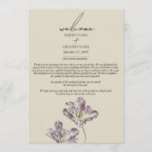 ムーディウォーターカラーパープルチューリップ結婚の旅程 プログラム (正面)