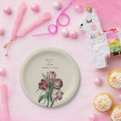 ムーディウォーターカラーパープルチューリップ結婚ズギフト ペーパープレート (パーティー)