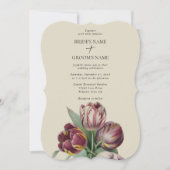 ムーディウォーターカラーパープルチューリップ結婚ズクラシック 招待状 (正面)