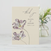 ムーディウォーターカラーパープルチューリップ結婚ズ サンキューカード (スタンド正面)