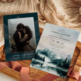 ムーディウォーターカラーマウンテンズパインフォレ結婚スト 招待状