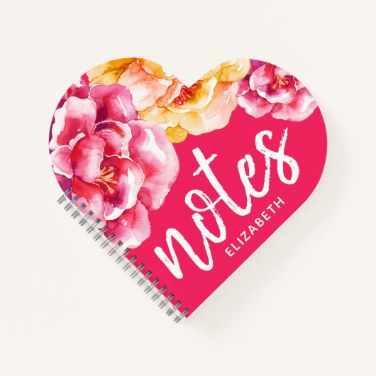 ムーディウォーターカラー花 – 手書きメモ ノートブック (正面)