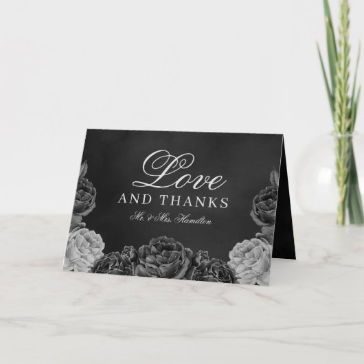 ムーディエレガンスゴシックフローラ結婚水彩のTh サンキューカード (正面)