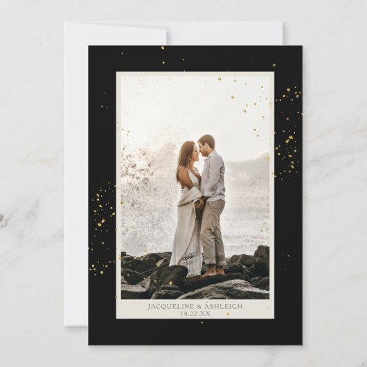 ムーディエレガントウウォータカラーフラワーブラック赤面ピンク 招待状 (裏面)