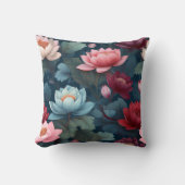 ムーディエレガントスモダンハスの花模様 クッション (正面)