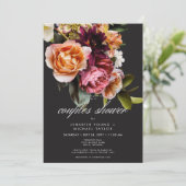 ムーディエレガントバーガンディーピンクフローラカップルのシャワー 招待状 (スタンド正面)