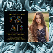 ムーディエレガントフローラ写真の卒業発表 招待状