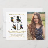 ムーディエレガントフローラ写真の卒業発表 招待状 (正面)