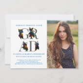 ムーディエレガントフローラ写真の卒業発表 招待状 (正面)