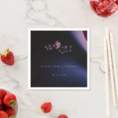 ムーディエレガントモダン・ダーク・パープル・フローラ結婚ズ スタンダードカクテルナプキン (インサイチュ)