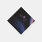 ムーディエレガントモダン・ダーク・パープル・フローラ結婚ズ スタンダードカクテルナプキン (角)