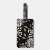 ムーディエレガントーグレーフローラ金ゴールドブラックウォーター色 ラゲッジタグ (裏面縦)