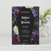 ムーディエレガントーパープルゴシックガーデン結婚フローラ 招待状 (スタンド正面)