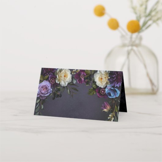 ムーディエレガントーパープルゴシックフローラ | 両面 プレイスカード (正面)