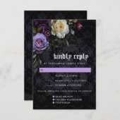 ムーディエレガントーパープルゴシック | 食事のオプション 出欠カード (正面/裏面)