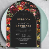 ムーディエレガントーフローラブラック結婚アーチ 招待状