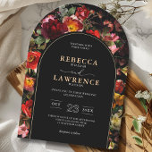 ムーディエレガントーフローラブラック結婚アーチ 招待状