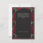 ムーディエレガントーブラッドレッドローズフローラ写真結婚の サンキューカード (裏面)