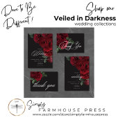 ムーディエレガントーブラッドレッドローズフローラ写真結婚の サンキューカード