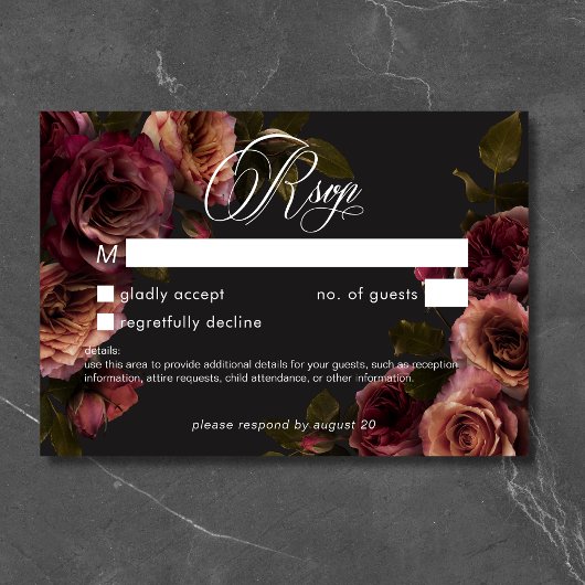 ムーディエレガントーミュートさびブルゴーニュフローラNo Dinner 出欠カード