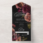 ムーディエレガントーミュートRust & Burgundyフローラディナー オールインワン招待状 (内側)