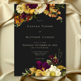 ムーディエレガントー宝石ヴィンテージフローラ結婚の 招待状