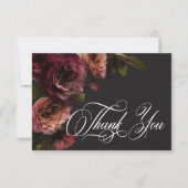 ムーディエレガントー消音Rust & Burgundyフローラ結婚の サンキューカード (正面)