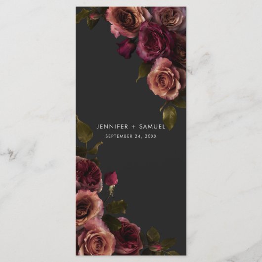 ムーディエレガントー消音Rust & Burgundyフローラ結婚の メニュー (裏面)