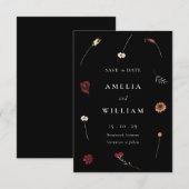 ムーディエレガントー秋秋ワイルドフラワー結婚ズ セーブザデート (正面/裏面)