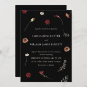 ムーディエレガントー秋秋ワイルドフラワー結婚ズ 招待状 (正面/裏面)