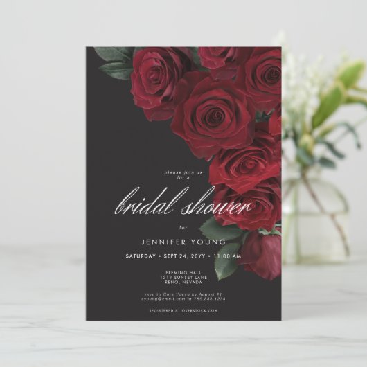 ムーディエレガントー血液バラフローラブライダルシャワー 招待状 (スタンド正面)