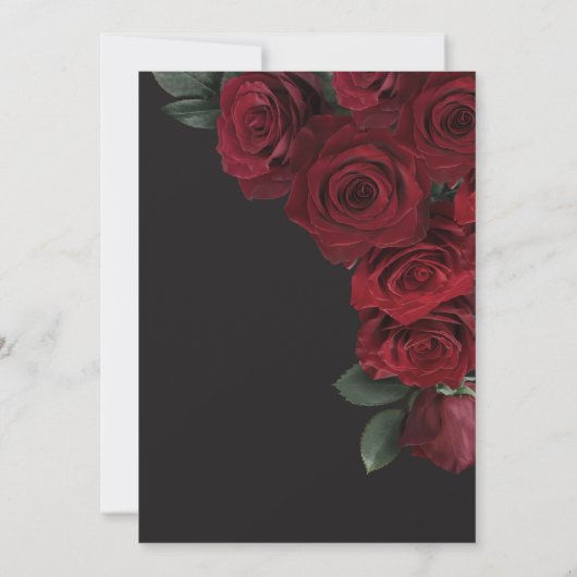 ムーディエレガントー血液バラフローラ誕生日 招待状 (裏面)