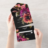 ムーディエレガントー鮮やかサンセットフローラディナー オールインワン招待状 (貼ってはがせる)